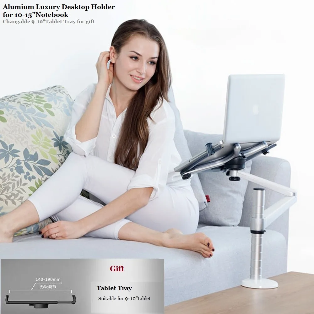 Aluminum Desktop Table notebook Laptop Stand Adjustable Height Rotatable Holder for Notebook 10-15 inch for Tablet PC 9-10 inch