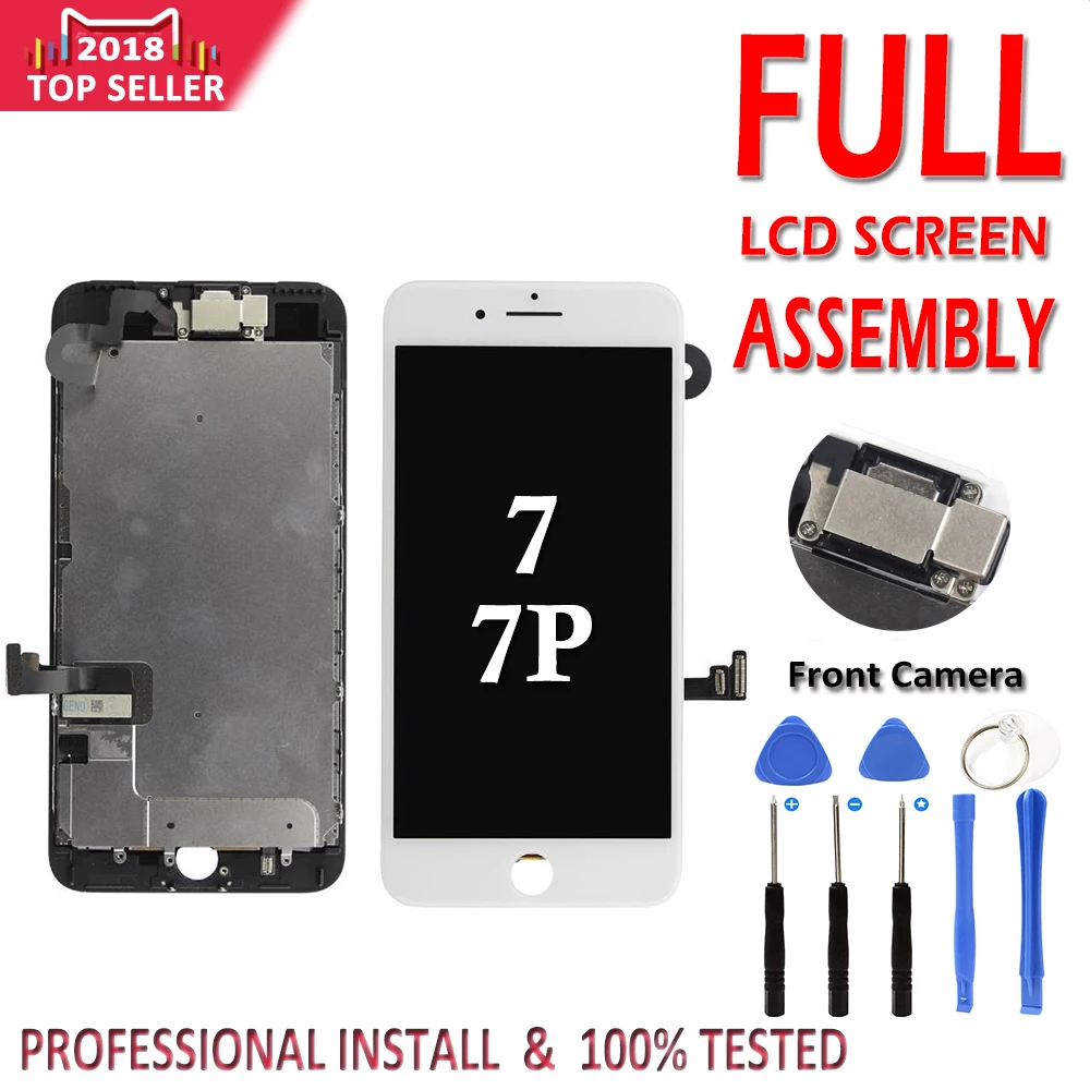 Vente 1 pièces LCD Pour iPhone 7 Plus 7G écran LCD évantail complet Digitizer Assemblée 3D Tactile remplacement de l écran + caméra avant + haut parleur interne