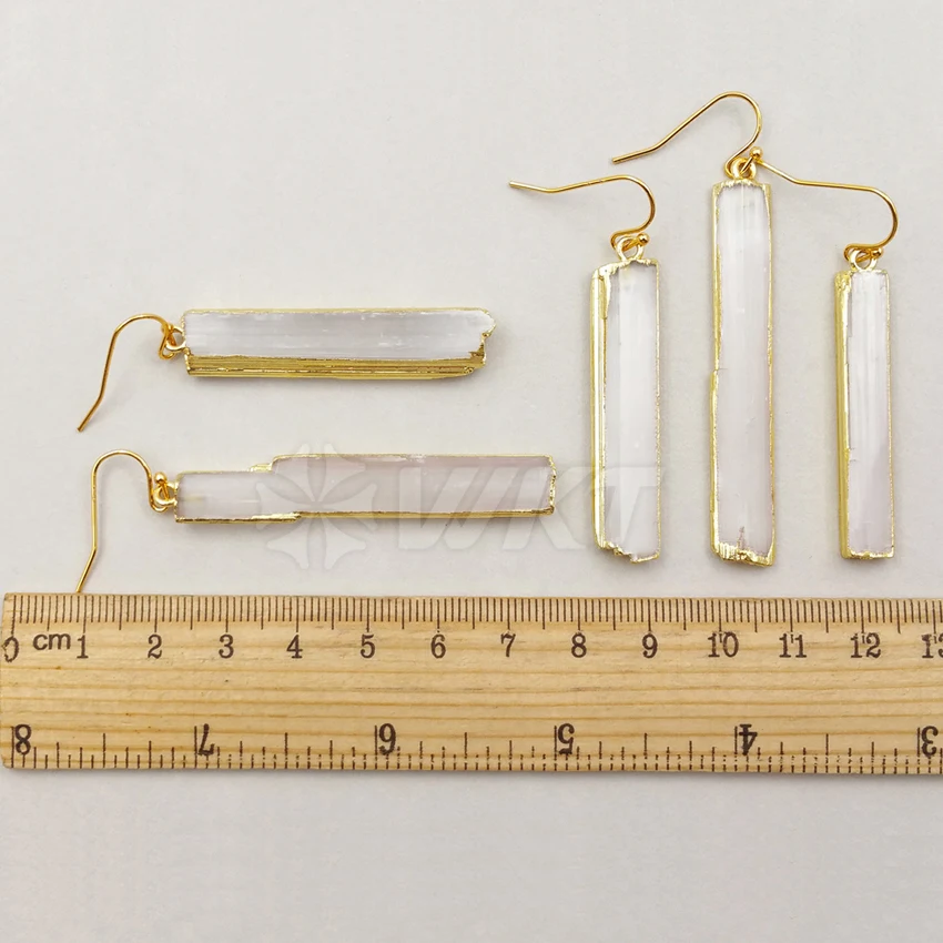 Оптовая продажа серьги из натурального золота с лезвием селенита модные
