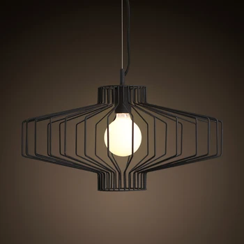 

Luminaria Single Head Simple Iron Lantern Chandelier Lighting for Restaurant Living Room Balcony Couture Hanglamp LED Lighting