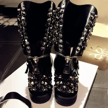2016 hot Low cowhide Martin boots rivet short boots zipper flat single shoe female knight boots locomotive boots