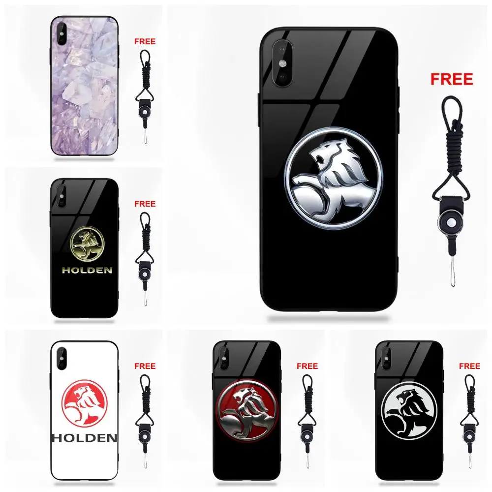 

For Apple iPhone 5 5C 5S SE 6 6S 7 8 Plus X XS Max XR Soft TPU Frame+Tempered Glass Covers Case Design Luxury Car Holden Logo