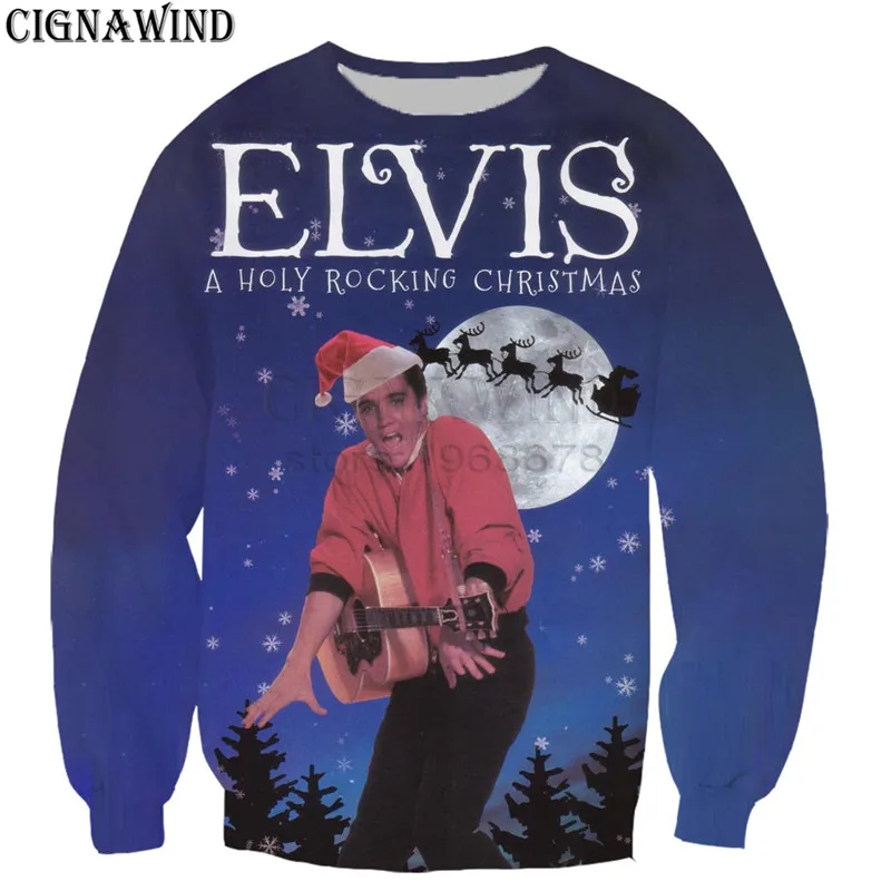 Последняя забавная Толстовка для мужчин/женщин с Рождеством в стиле хип-хоп рок-певец Elvis Presley 3d печать Толстовка с принтом уличная