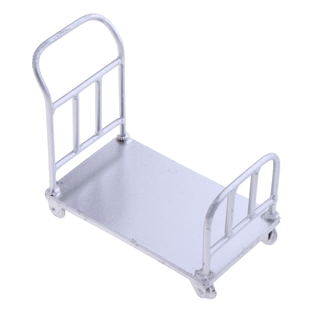 

1/12 Alloy Miniature Suitcase Traveling Case Luggage Cart Trolley Model Furniture Dollhouse Life Scenes Decor
