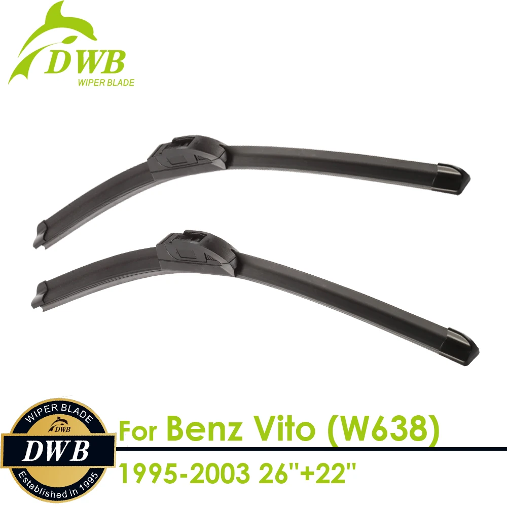 

Wiper Blades for Mercedes-Benz Vito (W638) 1995-2003 26"+22", 2pcs free shipping, Bracketless Wipers