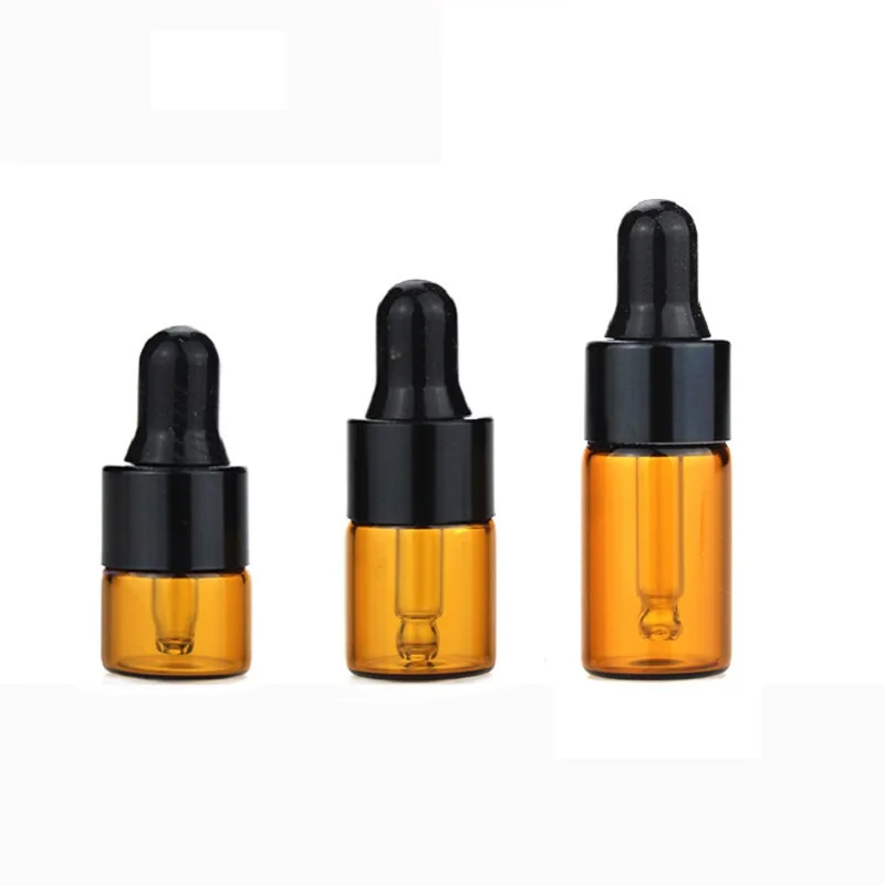 

1ml 2ml 3ml Essential Oil Bottle Empty Glass Dark Brown Clear Cosmetic Packaging Small Essence Sample Dropper Bottle