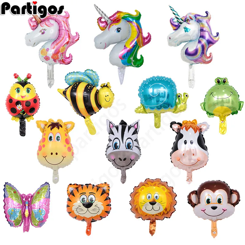 

Mixed 50pcs mini animal Helium foil balloons monkey zebra cow tiger elephant balloons Animal Air Ballons theme party suppies
