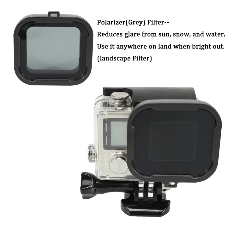 Водонепроницаемый чехол для объектива, защитные фильтры для GoPro Hero 4 3+ красный/серый/желтый/фиолетовый фильтр для дайвинга, набор аксессуаров для экшн-камеры