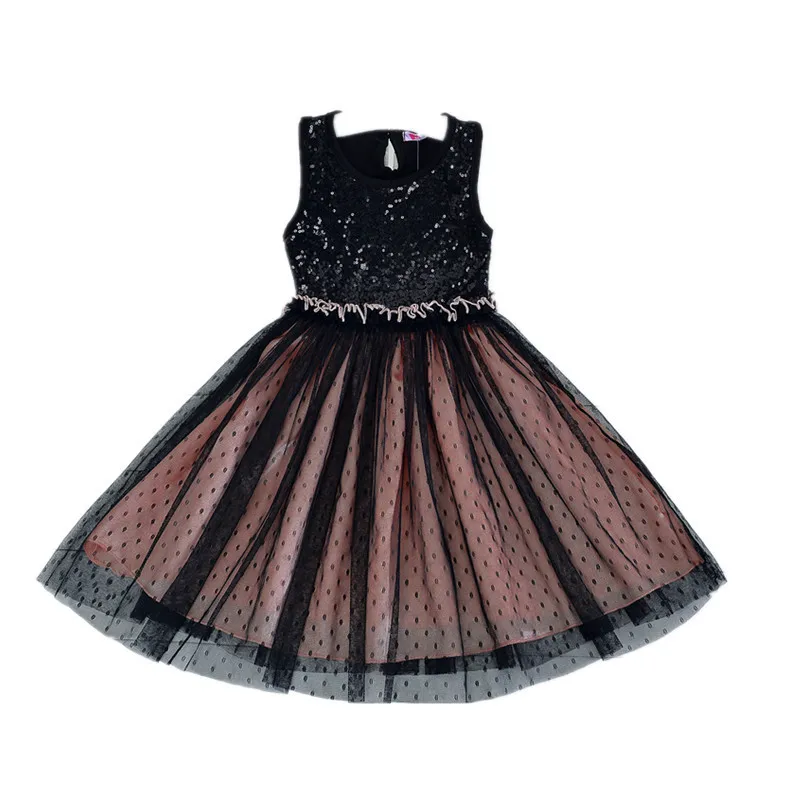 Infant girl dresses black sequined girls cotton baby kids party clothes