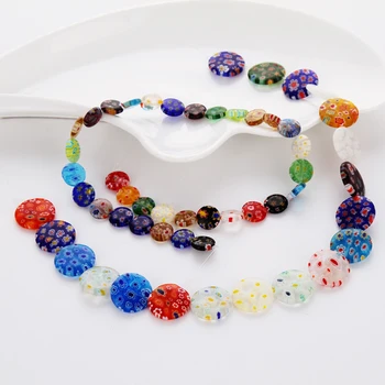 

Millefiori Glass Beads Flower Lampwork Coin Flat Round Bead Mixed Colors 12/20mm 48pcs/lot