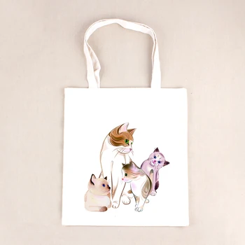 

Hot Fashion Women's Handbag Cut Cat Girl Tote Bag Lady Canvas Shoulder Bag Female Large Capacity Small Leisure Bag bolsa BB251
