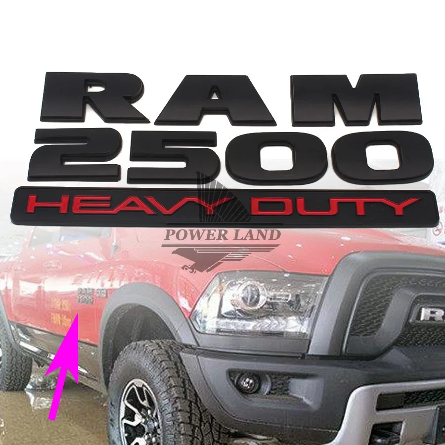 Car Styling Black 3D ABS Ram2500 Heavy Duty Car Truck Body Stickers Badge Emblem Decal Universal