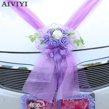

Artificial Flowers Garland for Wedding Car Decoration Foam Roses Flowers Decorative Tulle Wreath Flowers Wedding Party Supplies