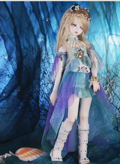 Полный набор Бесплатный макияж и глаза включены! Высокое качество 1/4 bjd кукла человеческое животное Серин rico-Русалочка синий красный парик одежды