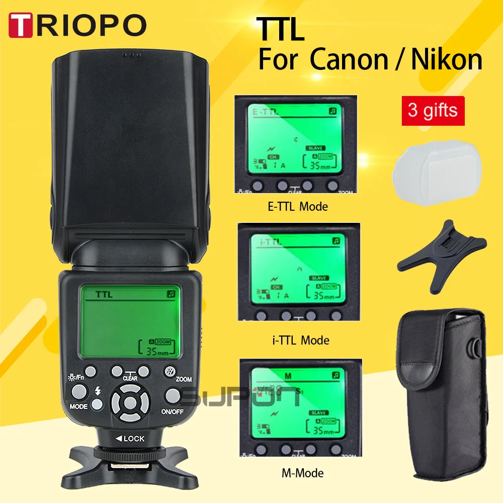 Профессиональная скоростная вспышка TRIOPO TR-988 ttl с* высокоскоростной синхронизацией* для цифровых зеркальных камер Canon d5300 Nikon d5300 d200 d3400 d3100