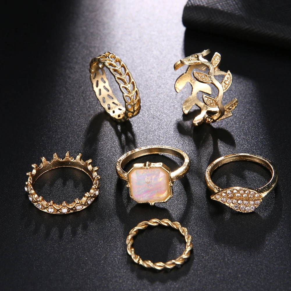 Богемные геометрические Новые Модные Винтажные серебряные золотые наборы колец для женщин женские ювелирные изделия Прямая
