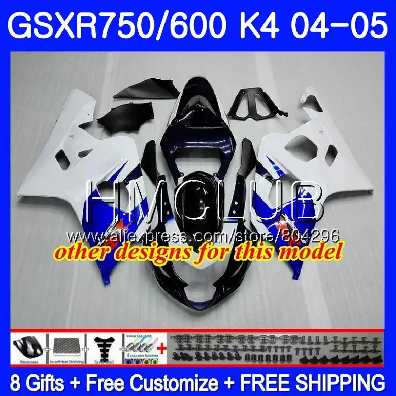 Корпус для SUZUKI gsx-r 750 GSX R750 K4 GSXR 600 04 05 GSXR600 4HM16 завод белый GSXR750 GSXR600 04 05 GSXR750 2004 2005 обтекателя