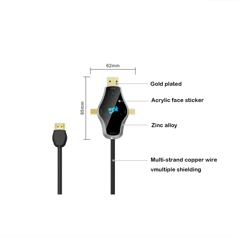 3 в 1 многофункциональный конвертер поддерживает 4K Usb3.1 type C+ Dp+ Mini Dp на Hdmi выход сигнала Usb-C кабель адаптер для Macbook(1,8