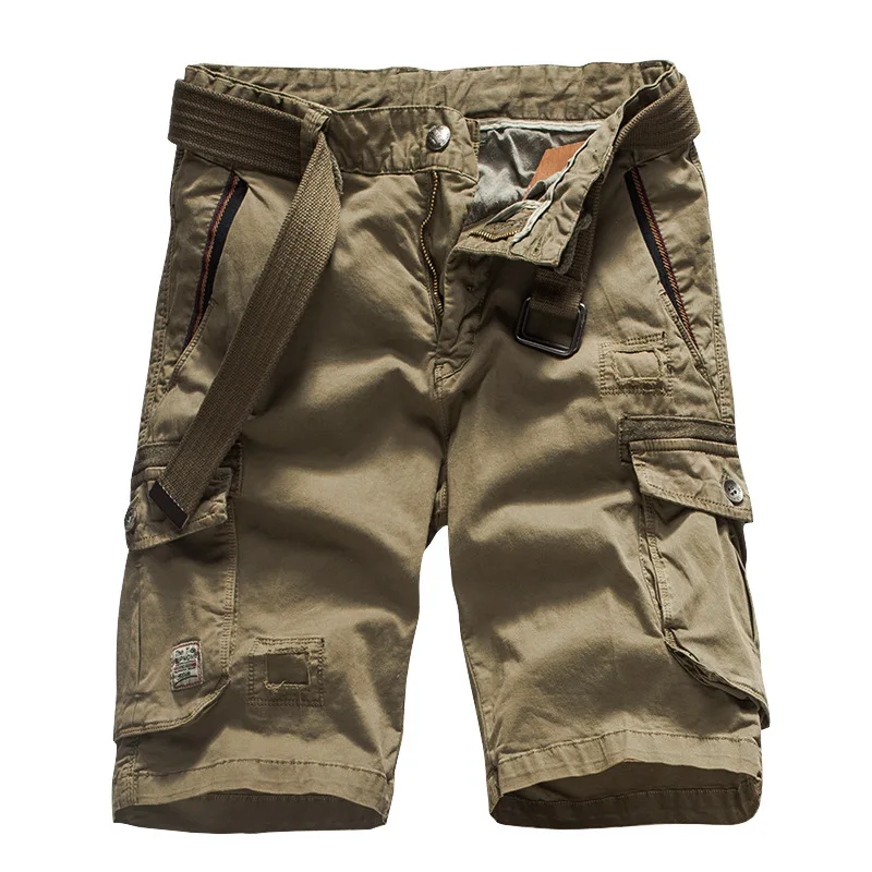 

Men Summer thin cargo Male casual shorts multi-pocket straight leg breeches Elastic Waist Fashion cotton Trousers 287
