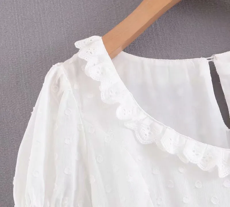 Bazaleas Vintage Cotton White women Long Dress Fashion summer Dress Beach Hollow Out vestidos Slim drop shipping