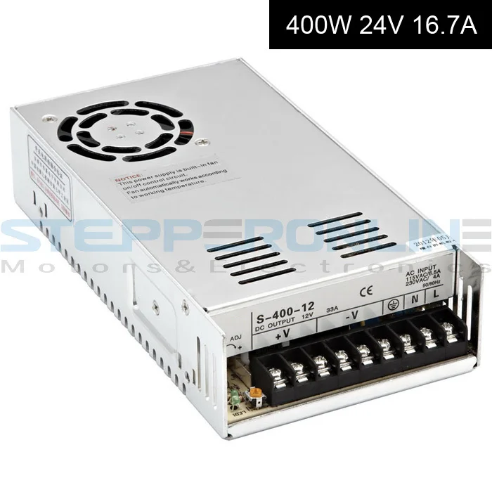 

Switching Power Supply 24V 400W 16.7A for CNC Router Kits 115V/230V AC cnc power supply 215*115*50mm