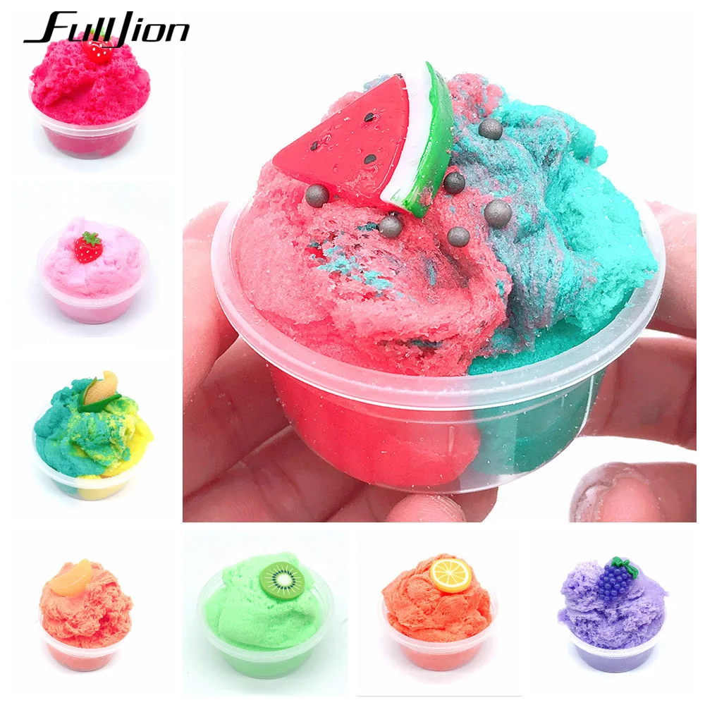 

Fulljion Slime Fruit Stretch Polymer Clay Plasticine Tropical Fluffy Cloud Soft Clay Putty Charms Slime Corn Lizun Handgum Fimo