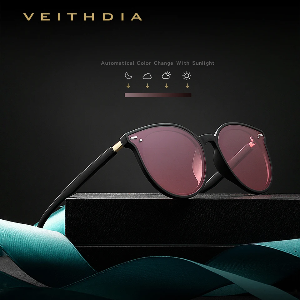 VEITHDIA, брендовые, Ретро стиль, фотохромные, для женщин, s, солнцезащитные очки, поляризационные, зеркальные линзы, день и ночь, двойные, солнцезащитные очки для женщин, VT8520