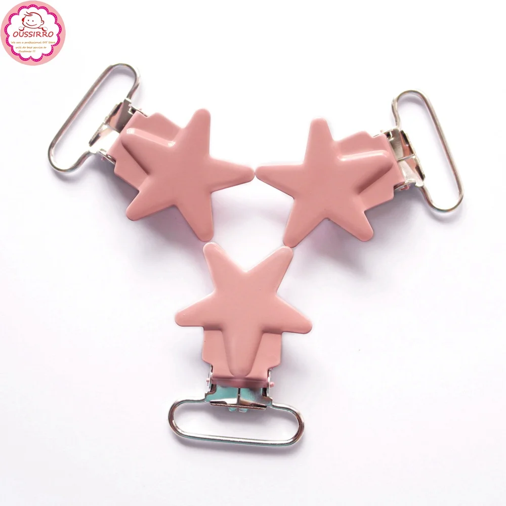 14 Light Pink Sutoyuen 5 шт. 1 ''25 мм 16 цветов Эмаль в форме звезды металлические детские соски зажимы/подтяжки зажимы пустышка держатель не содержит свинец и никель - Цвет: 14 Light Pink