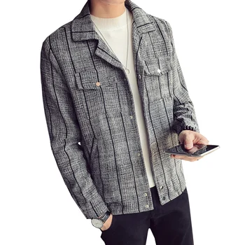 

Spring Autumn Jackets Men Outerwear Vintage Coat Long Sleeve High Quality Casual Plaid Male Fashion Wild Short Coats Lattice
