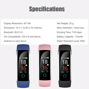 

C20 Smart Wristband Heart Rate Monitor Weather Message Push Activity Tracker Fitness Smartwatch IP68 for IOS Android