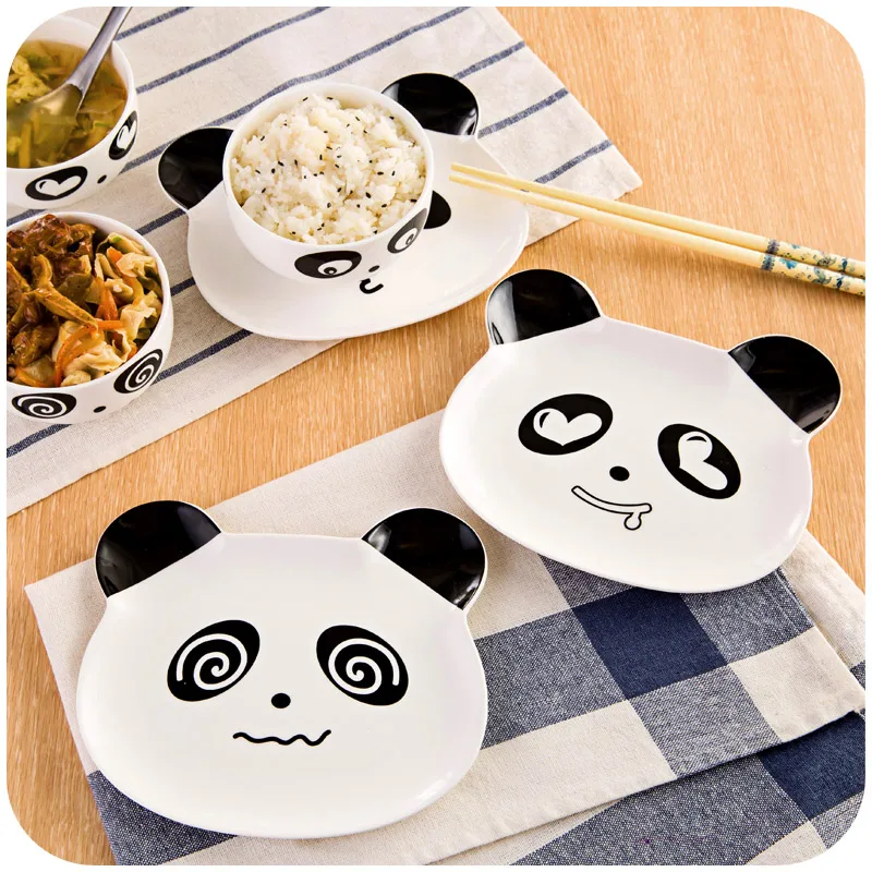 

Originality Panda Ceramic Dish Large Kitchen Multifunctional Saucer Condiment Snacks Breakfast Plate Tableware Creative