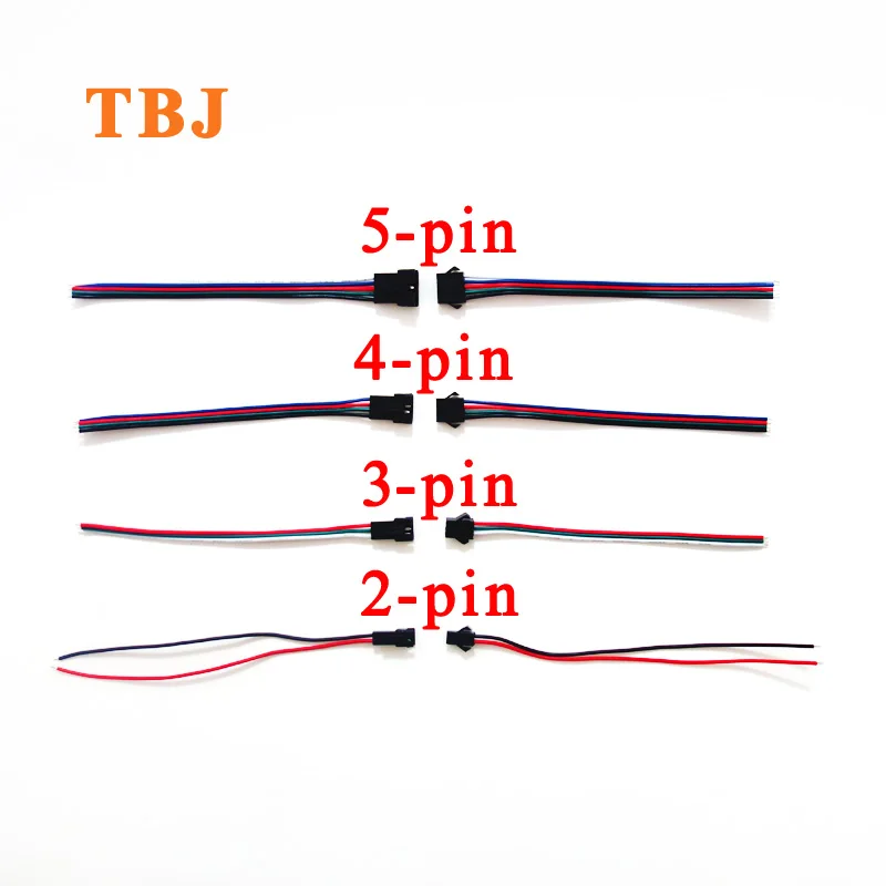 

2Pin 3Pin 4Pin 5Pin 22AWG JST SM Plug Male to Female Wire Connector Cable For LED Strip Light