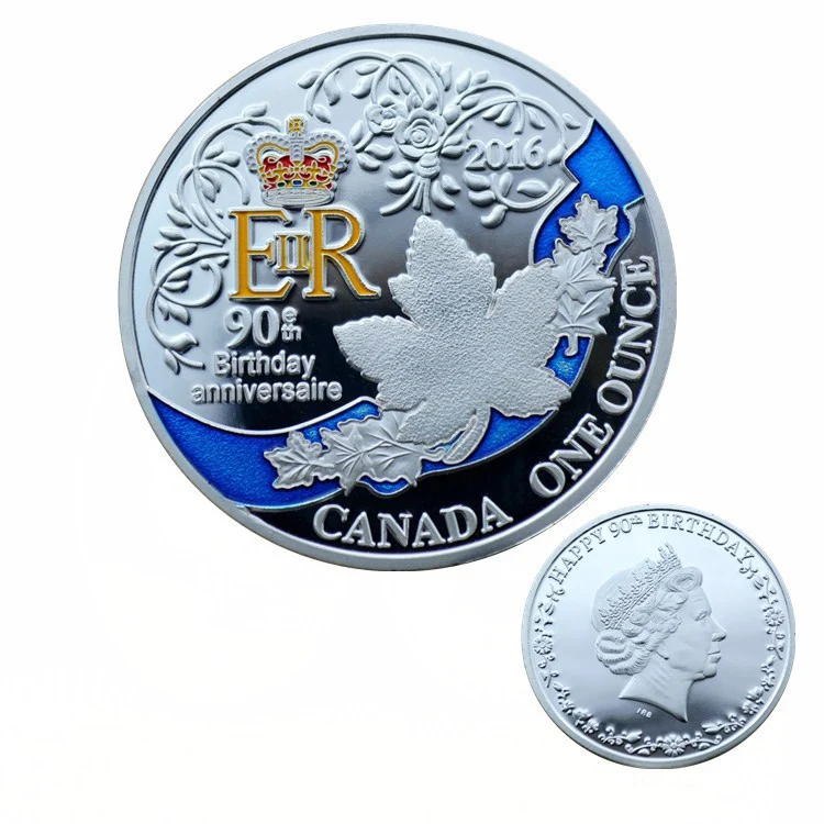

Coins Queen's 90th Birthday Silver Plated Commemorative Coins Collectible Collection Gift Home Decoration