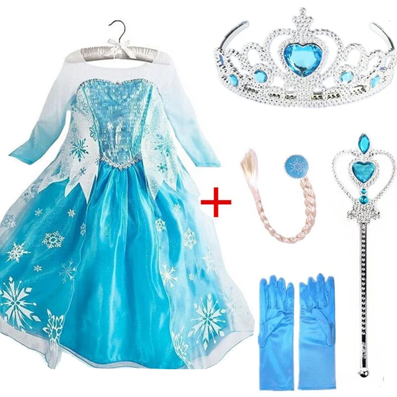 Snow Queen Elsa Dresses Frozen Princess Anna Elsa Dress for Girls Elza Cosplay Costumes Kids Girls Clothing Elsa Party Set