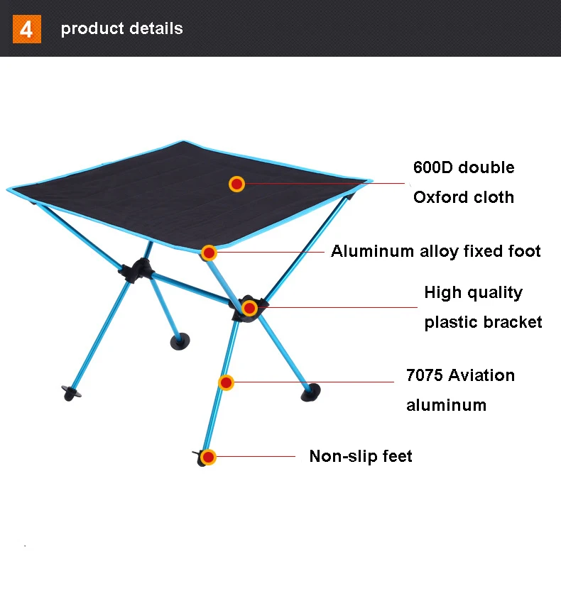 Открытый стол для пикника отдых портативный алюминиевый сплав складной стол Ткань Оксфорд водонепроницаемый ультра легкий прочный бюро путешествий