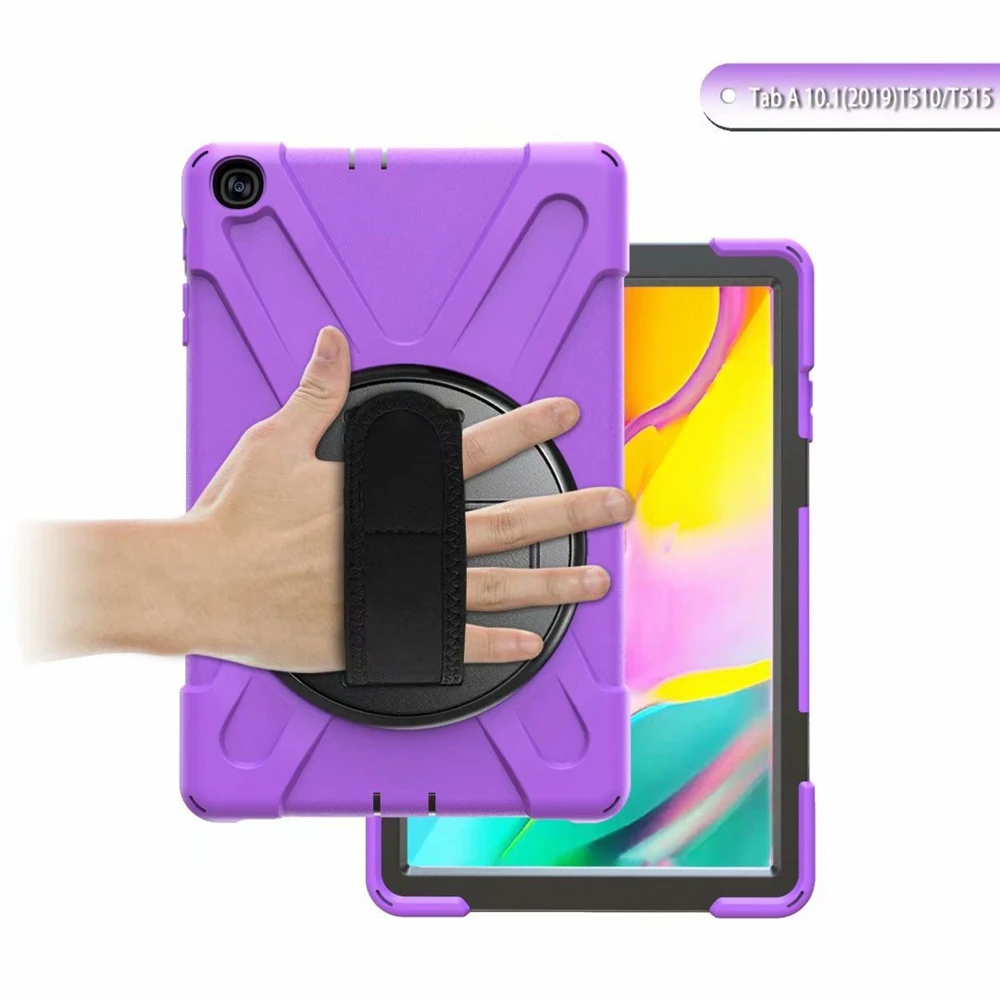 

Shockproof Kids Safe PC Silicon Hybrid Stand Tablet Cover For Samsung Galaxy Tab A 10.1 2019 T510 T515 Shoulder Strap Case