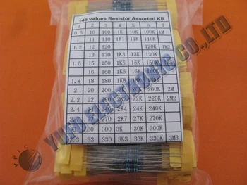 

Free Shipping One Lot 1% 1/4W Metal Film Resistor Assorted Kit 148 Value total 3700pcs 25pcs each