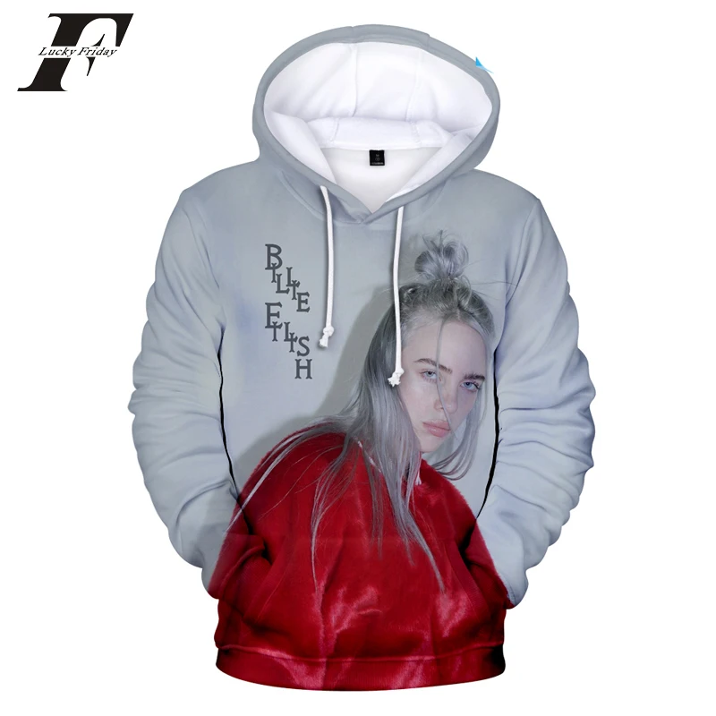 Billie Eilish 3d толстовки женские с длинным рукавом хит-хоп одежда Уличная Повседневная одежда Kpop плюс размер 4XL 2019