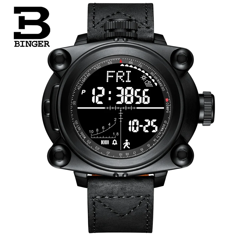 Умные мужские часы BINGE наружные спортивные цифровые наручные часы подсчет шагов/высота/давление/Погода/Компас/температура MS3001