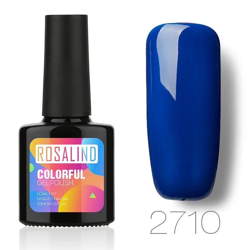 ROSALIND гель 1S лак для ногтей 10 мл синий цвет серия цветной УФ светодиодный лак художественный Гель-лак для ногтей для маникюра - Цвет: 2710