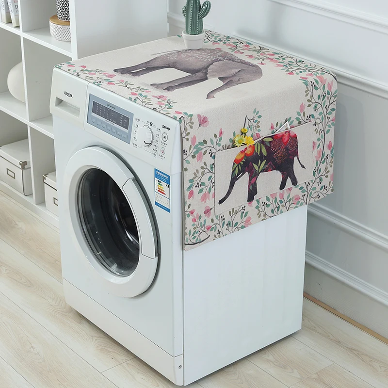 

Cotton and Linen Single Door Refrigerator Cover Sunscreen Drum Washing Machine Cover Dustproof Cover Towel Case Waterproof