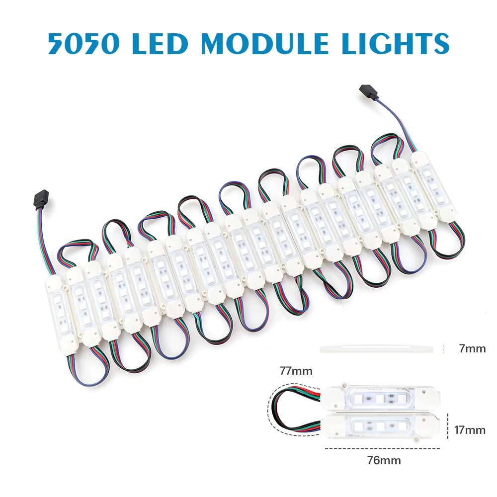 20pcs/lot 5050 COB Led Module Light for Sign DC12V Waterproof Super Bright LED Module RGB/white/Warm white/Blue/Red/Green/Yellow