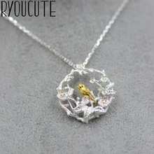 Boho 925 стерлингового серебра Птица Ожерелья для женщин девочек модные ювелирные изделия эффектная Красивая подвеска на ожерелье воротник ожерелье