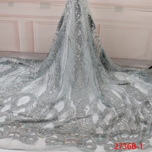 Sliver Grey Heavy Lace Dress, Newest Fabric Handmade Lace Bridal Fabric, French Lace Nigeria Beaded Fabric Mr2736b