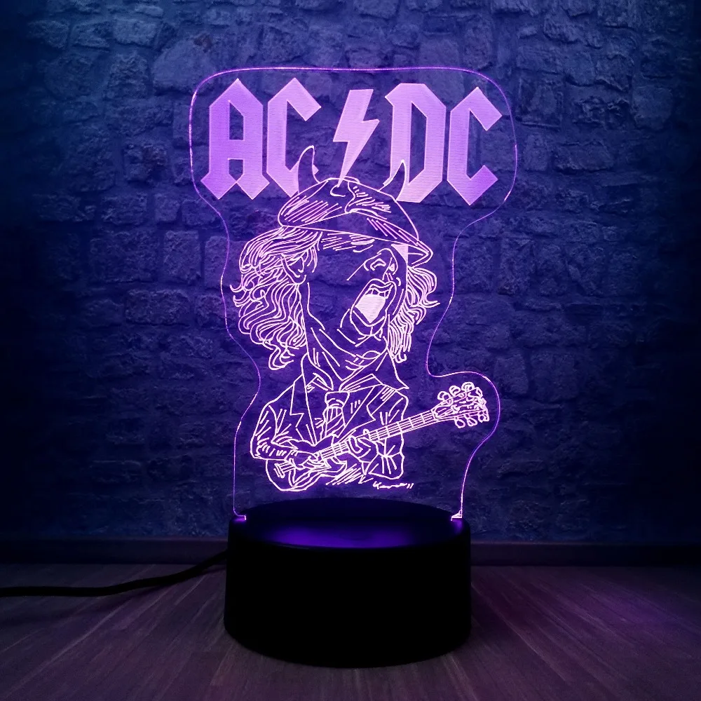 Ночная световая группа acdc Rocker Member 3D USB светодиодный светильник многоцветная атмосфера модные подарки для любителей музыки настольные украшения