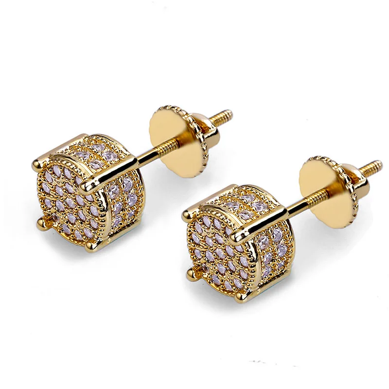 

Luxury Stud Earrings Fashion Designer Hip Hop Jewelry For Men Women Square Micro Paved Zircon Mens Earring