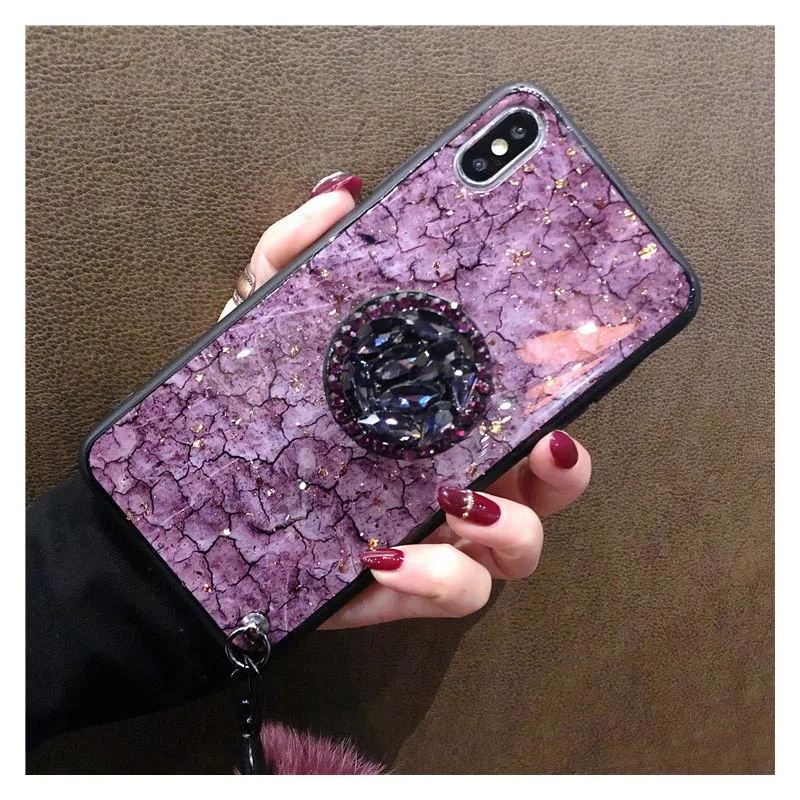 

Luxury Diamond Marble Glitter silicon Holder Ring Case Capinha For iPhone 6 6s 6Plus 7 7Plus 8 8Plus X Xs Max Xr Cover ipone