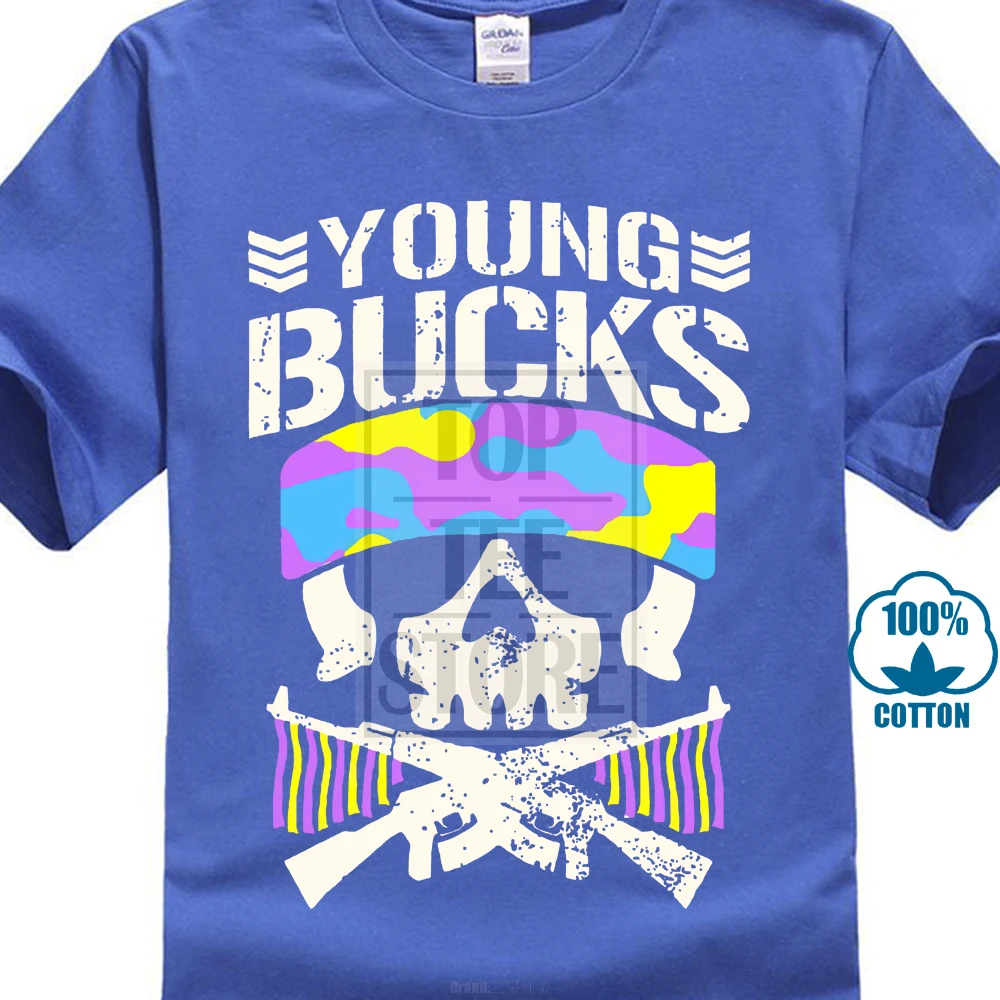 The Young Bucks Bullet Club Wrestling Homme Funny Tee Shirt Men Streetwear Tshirts Fashion T Shirts Skull - Цвет: Синий