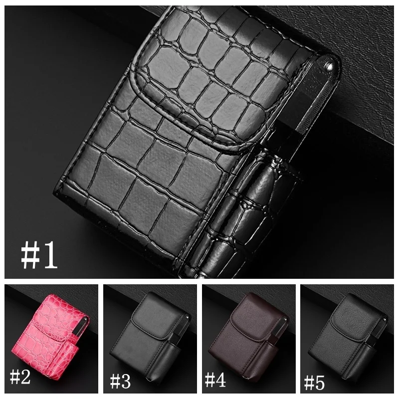 

Genuine PU Leather Cigarette Box 20pcs Cigarettes Holder Butane Gas Kerosene Oil Lighter Storage Box Smoke Tool Gadgets for Men