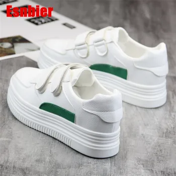 

2019 New Spring and Summer With White Shoes Women Flat Leather Canvas Shoes Female White Board Shoes Casual Shoes Female